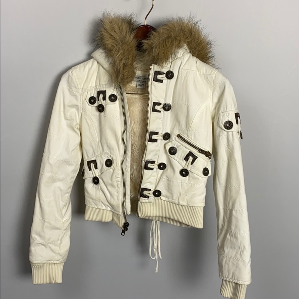 Cream Colored Guess Ski Jacket